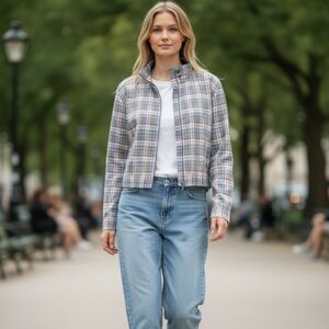 VINTAGE 90s DKNY  Deadstock NWT Cropped Plaid Zip Jacket - Rare Find Sz10